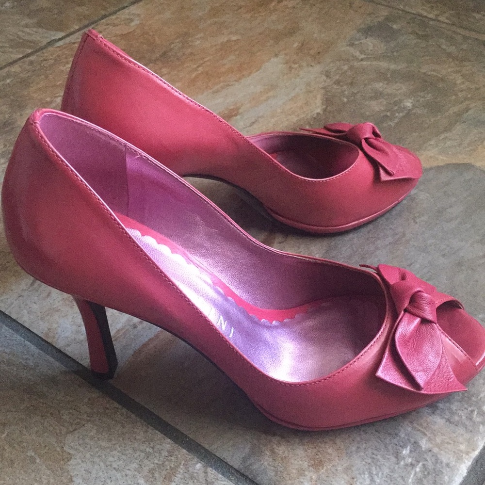 Pink Peep Toe Bow Heels